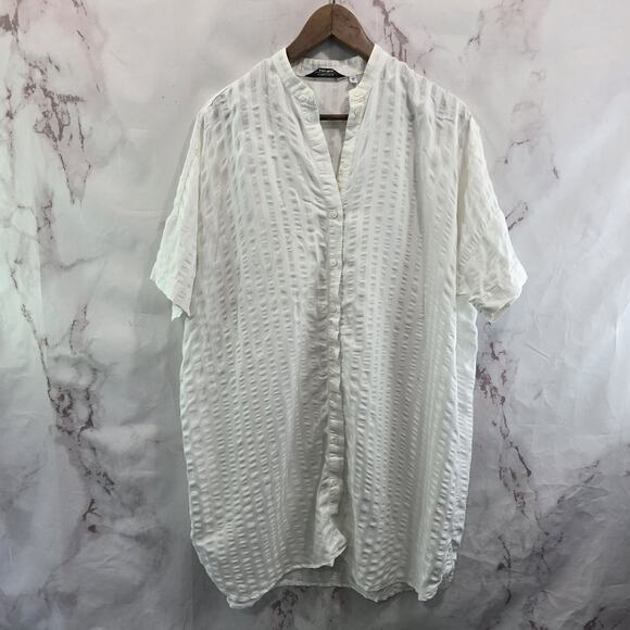 & Other Stories Dress Women 2 XS White Shift Seersucker Striped Button Stockholm - Picture 2 of 15